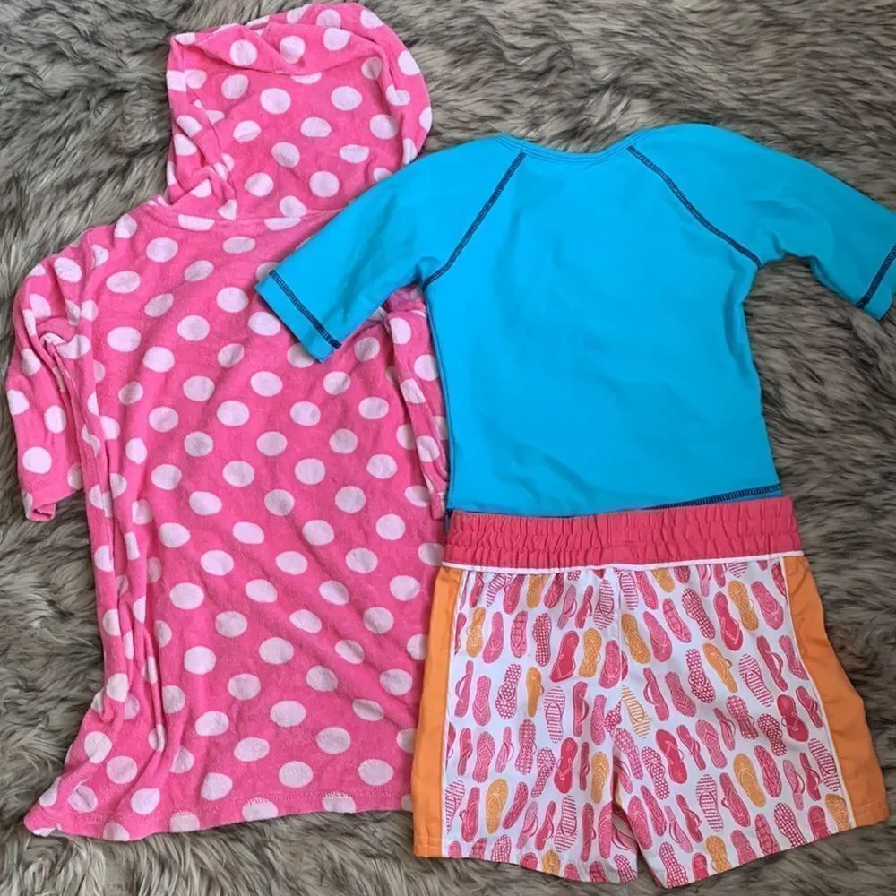Old Navy Girl’s Swimsuit Swimwear Rash Guard Board Shorts Cover-up Set 5